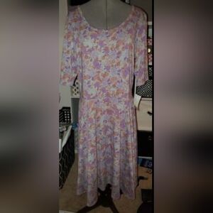 New w/ Tags Lularoe Nicole Dress Size 3XL Gray Floral Purple and Coral